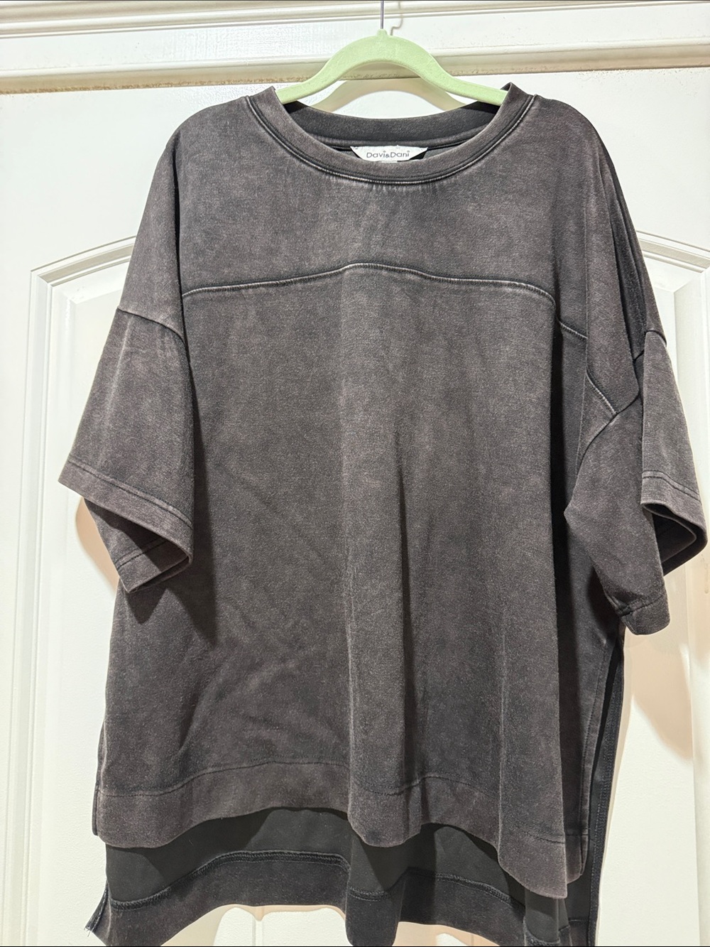 DAVI & DANI Washed Charcoal Boxy Short-Sleeve Tee